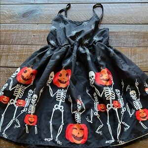 Halloween Kids Black Pumpkin & Skeleton Dress - Brand SHEIN kids 4t 4Y